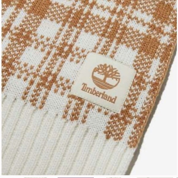 Timberland Buffalo Plaid Wheat and Ivory Scarf NWOT #00184 - Picture 3 of 5